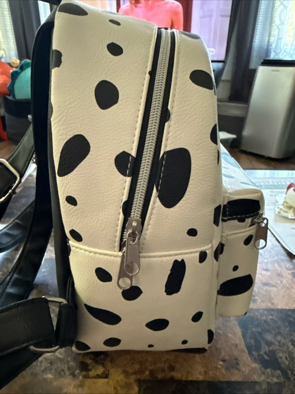 Disney Women's Dalmatian Spot Mini Backpack - White with Black and Red Accent